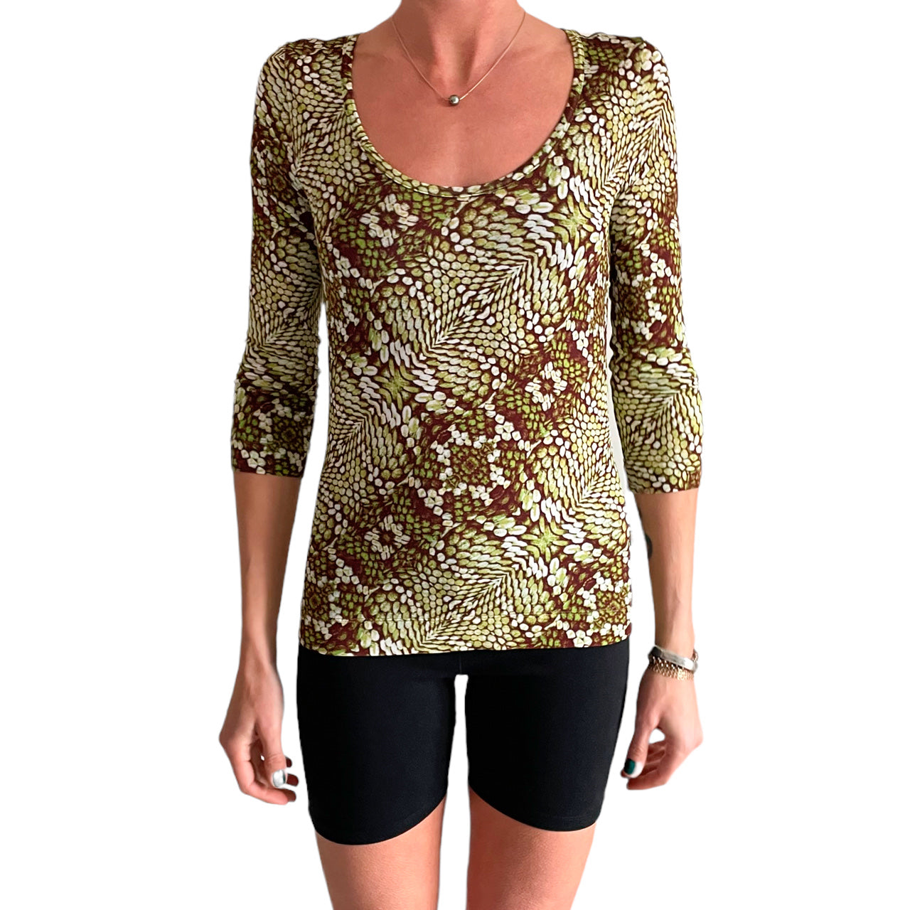 Just Cavalli Lime Patterned Top
