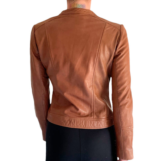 Mango Tan Leather Jacket