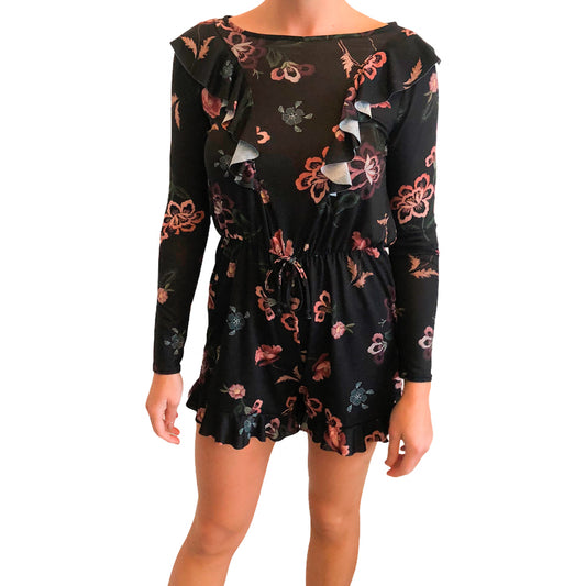 Missi London Floral Ruffle Playsuit
