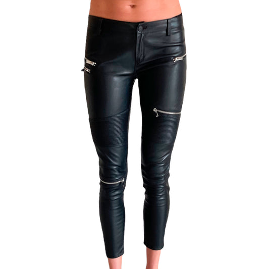 Zara Woman Faux Leather Zip Trousers