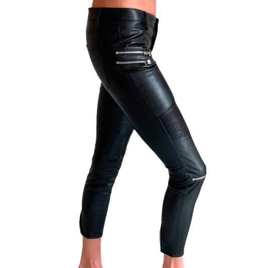 Zara Woman Faux Leather Zip Trousers