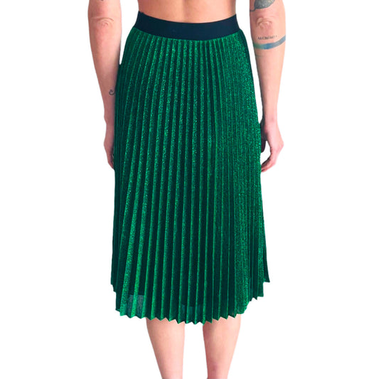Next Green Glitter Pleated Skirt